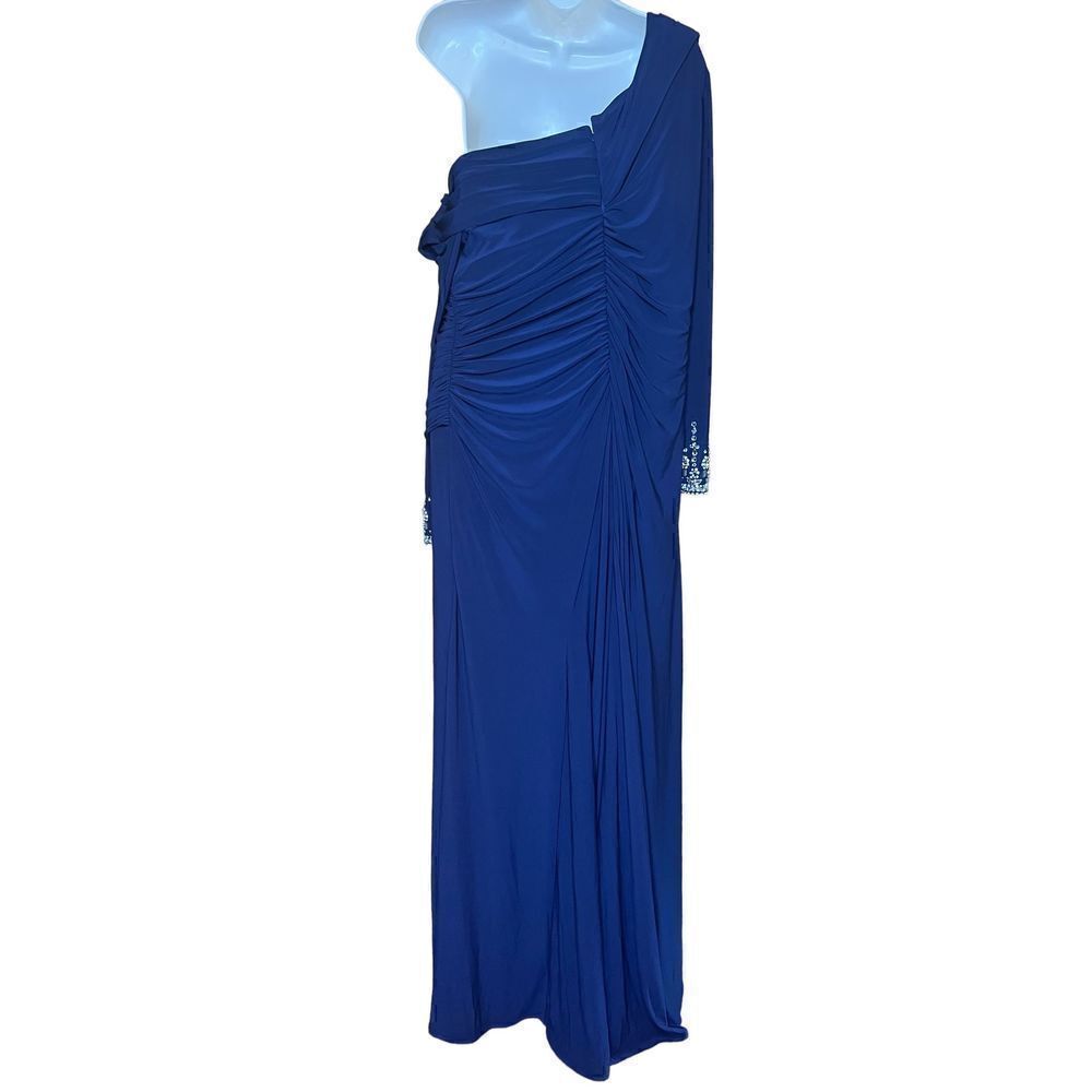 Mac Duggal One Shoulder Long Sleeve Jersey Gown NWT Size 14 - Picture 6 of 10
